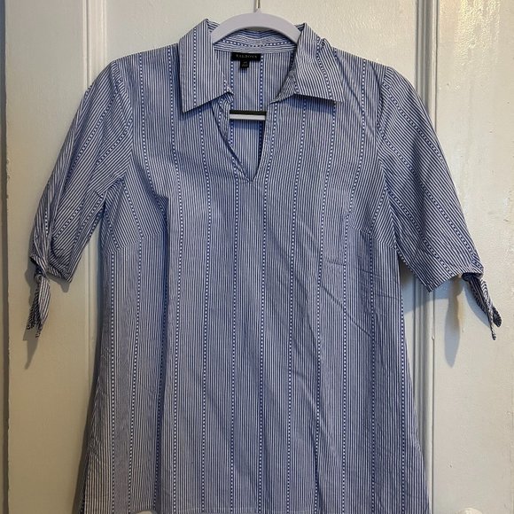 Talbots Striped Tie Sleeve Blouse (Like New) - Picture 2 of 6